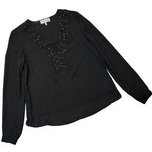 Black Sea Pearlized Women's Black LS Top